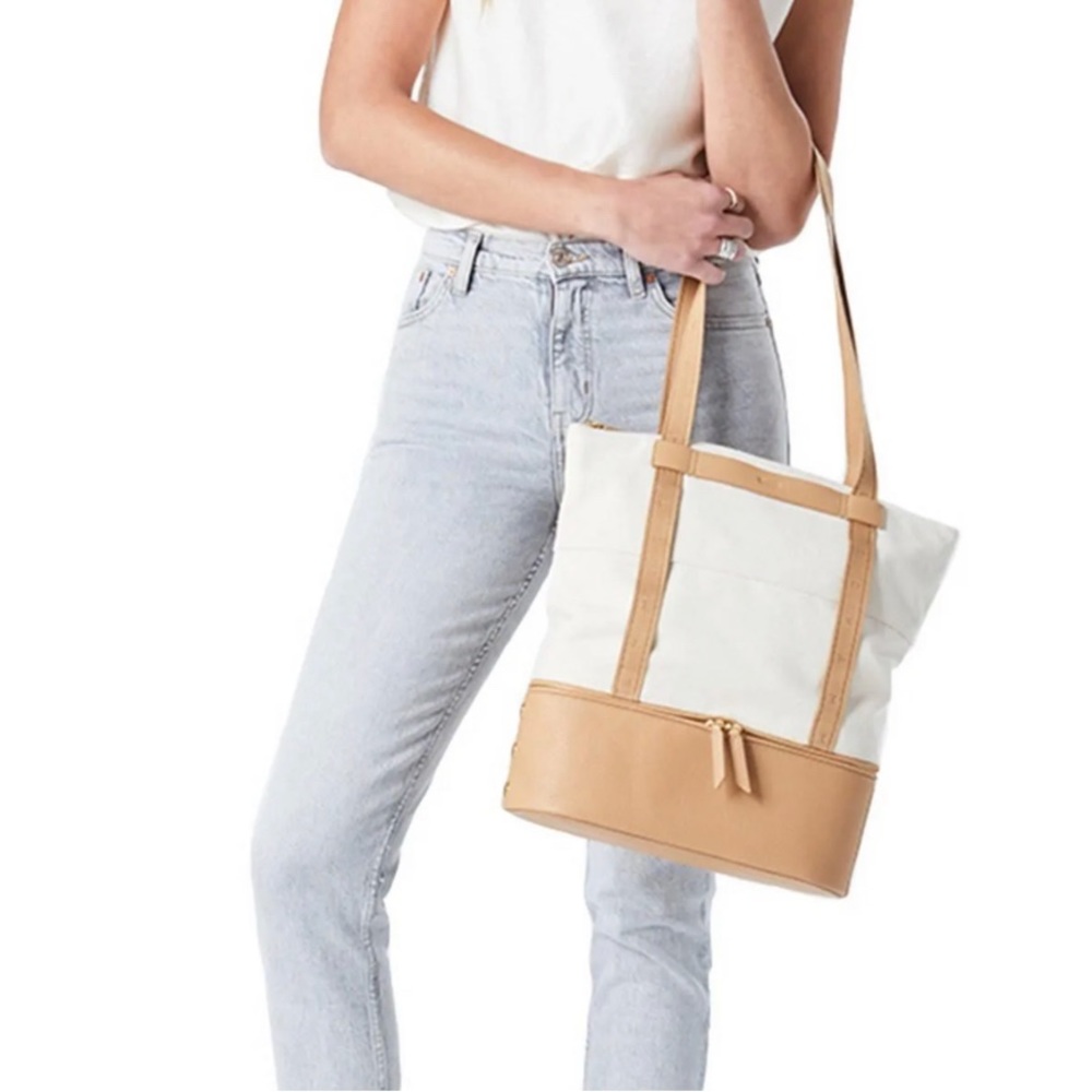 Hammitt Convertible Canvas Tote Backpack with Tan Leather Trim